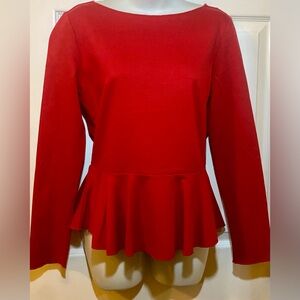 Jason Wu Vibrant Red Peplum Blouse medium ~ new